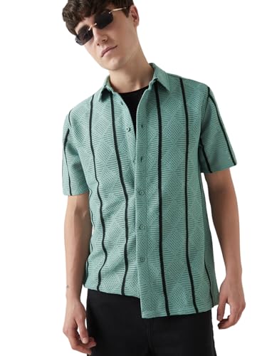 Chemise texturée surdimensionnée homme coton mélangé vert XXL