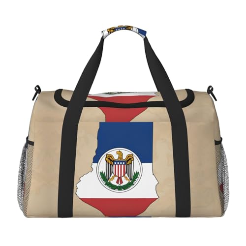 Paraguay flag map 01 print Travel Duffle Bag Gym Bag for Women,Puffer Tote Bag,Weekender Overnight Bag Organizer