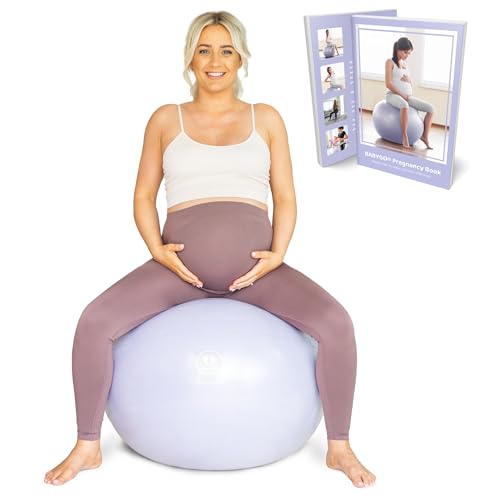 Image of BABYGO® Birthing Ball for Pregnancy Maternity Labour & Yoga + Our 100 Page Pregnancy Book, Exercise, Birth & Recovery Plan, Anti-Burst Eco Friendly Material