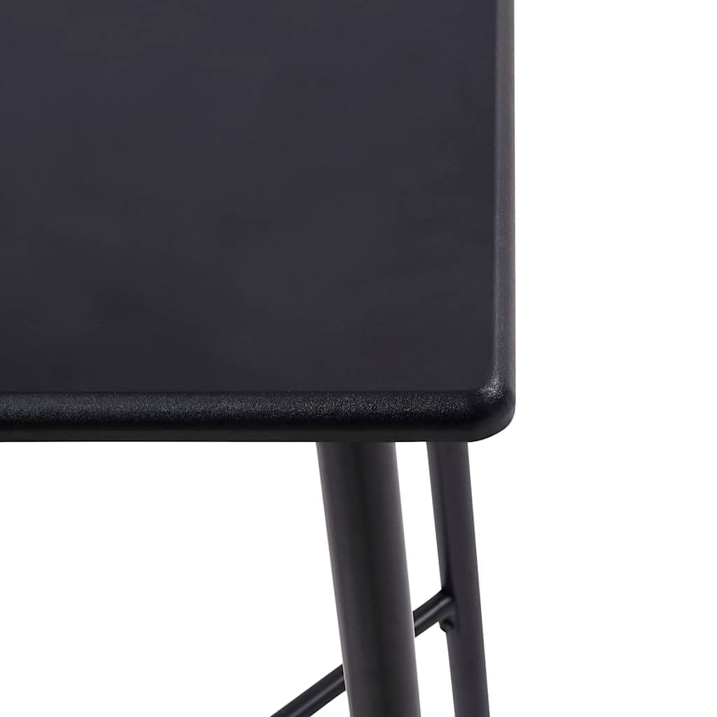 Ensemble de bar 3 pièces en tissu noir avec structure en acier revêtu par pulvérisation, plateau de table en MDF 60 x 60 x 111 cm, 2 chaises de bar avec assise ergonomique, peu encombrant
