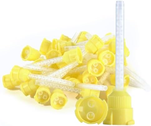 50 Pcs High Performance Impression Mixing Tips, HP T-Style Tips, Compatible with Impression Material Dispenser Systems Light Body (1:1 4.2mm Light Body, Yellow)