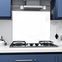 Home Supplies White Tempered Glass Splashback for Kitchen, 6mm Toughened Glass Heat Resistant Splashbacks for Cookers (White, 5060)