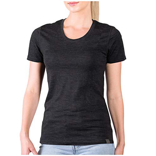 MERIWOOL Womens Merino Wool Short Sleeve T Shirt Lightweight Base Layer Charcoal Gray