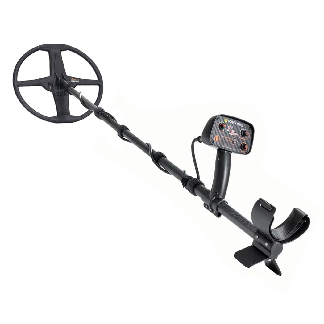 Golden Mask 1+ Xtreme Propack Metal Detector con Cuffie Wireless WS107, Asta Telescopica in Carbonio, Tecnologia PWM, Batterie al Litio Cercametalli Oro Argento (Piastra 13x11)