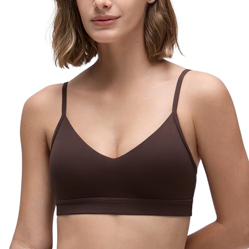 Image of CRZ YOGA Butterluxe V Neck Sports Bras | Light Support, Removable Pads, Yoga, Extremely Soft, Square Back, Adjustable Spaghetti Straps, for Women