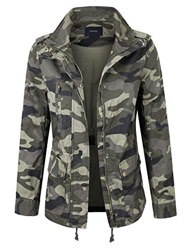 makeitmint Women's Zip Up Military Anorak Jacket w/Pockets