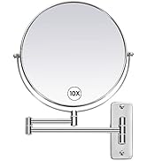 Large Size 9-in Wall Mounted Magnifying Makeup Mirror 1X/10X Magnification,Extendable Bathroom Mi...