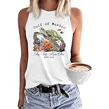 Beopjesk Women's Gulf of Mexico Tank Tops Funny Turtle Animal Lover Sleeveless Graphic Tees (25-728-H,M)