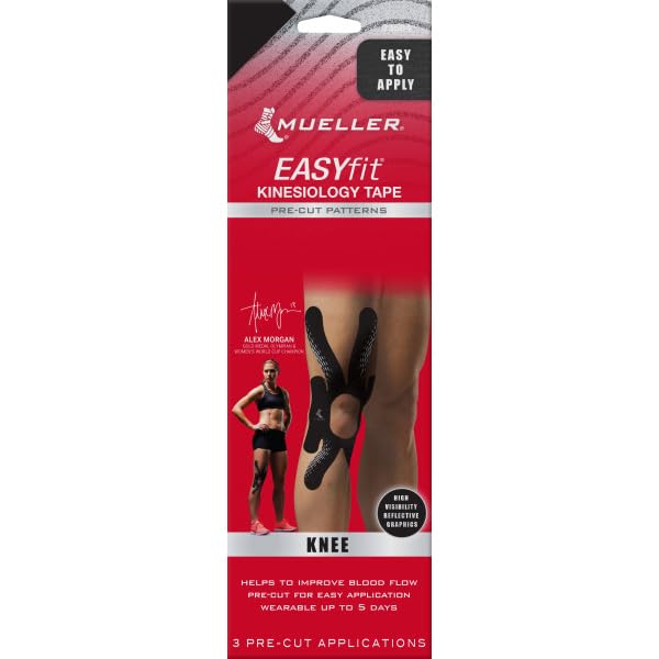 MUELLER EasyFit Bande de kinésiologie prédécoupée: Pre-Cut Strips Package, 6 Strips/Package (Bandes à Motif en Y prédécoupées EasyFit)