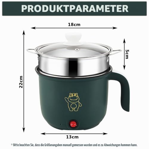 Elektrische Pfanne, Mini Elektrischer Hot Pot, 1.8 Litre Elektrische Hot Pot, Tragbare Antihaft Multikocher, Tragbare Schneller Suppentopf, Elektrischer Kochtopf Für Home Office Dorm+Dampfer – Bild 3