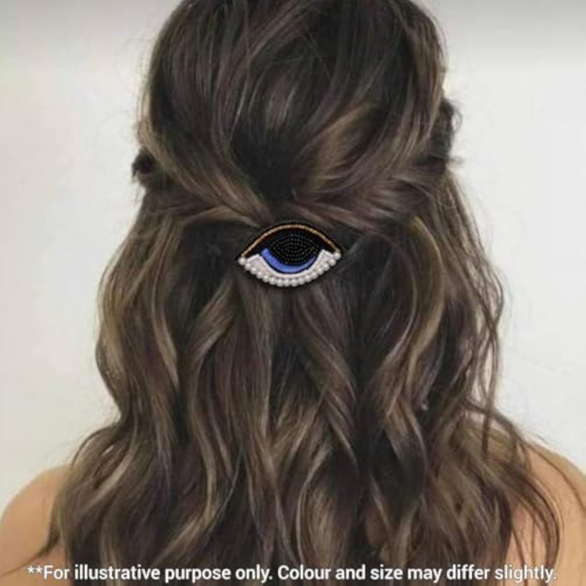 Handmade Beaded Evil Eye Hair Clip, Black-Blue-White