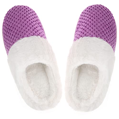 VONMAY Women's Slip On Fuzzy House Slippers with Memory Foam Coral Fleece — view 6