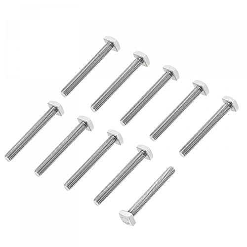 Image of uxcell Square Head Bolt, 10pcs M5x40mm Fully Thread 304 Stainless Steel Grade C Square Machine Screws