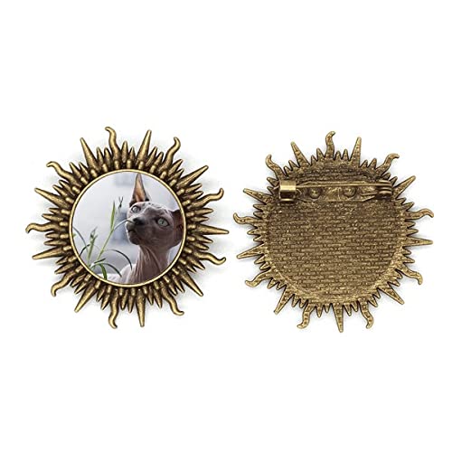 Broche métallique pour photographie de chat Gris design rétro