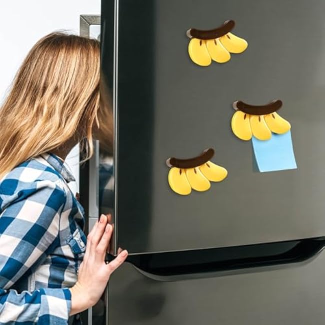 Banana-Shaped Magnetic Food Bag Clips - Reusable ABS Plastic Snack & Chip Sealer with Tight Seal, 3.46 x 2.17 inch Green and Brown for Kitchen Organization & Refrigerator Decor (Yellow)