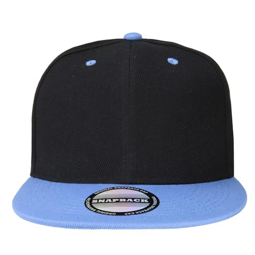 Image of Classic Snapback Hat Cap Hip Hop Style Flat Bill Blank Solid Color Adjustable Size