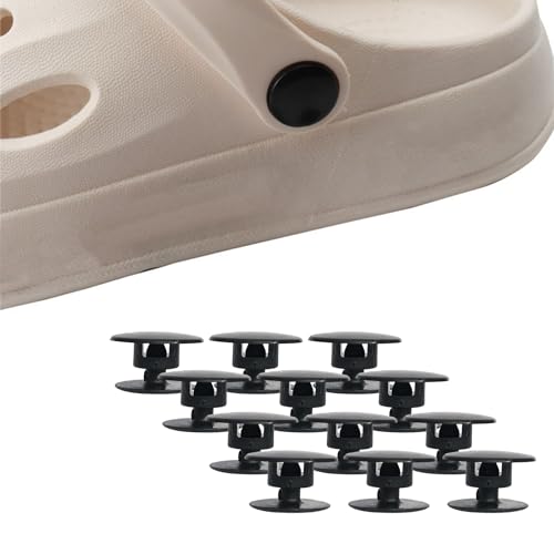 Embalagem de 10 rebites de plástico preto para sapatos de praia, clipes de reparação de sapatos para fechos de correia de plástico, peças sobressalentes para homens, mulheres, adolescentes, meninos e
