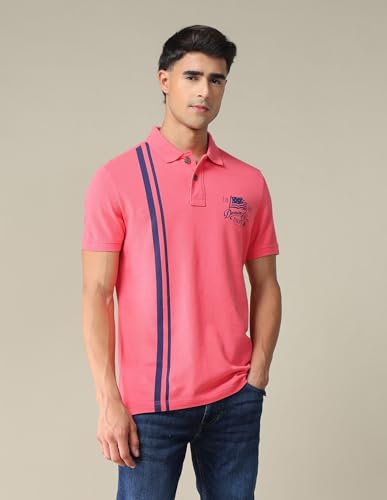 Image of U.S. POLO ASSN. Striped Slim Fit Polo T Shirts for Men - 100% Cotton, Half Sleeves Mens Tshirt