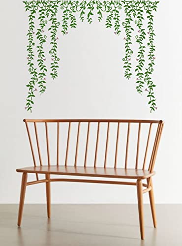 Image of Dreamkraft Green Falling with Pretty Flowers Wall Sticker (Multicolor PVC Vinyl 100 x 82cm)-Self-Adhesive