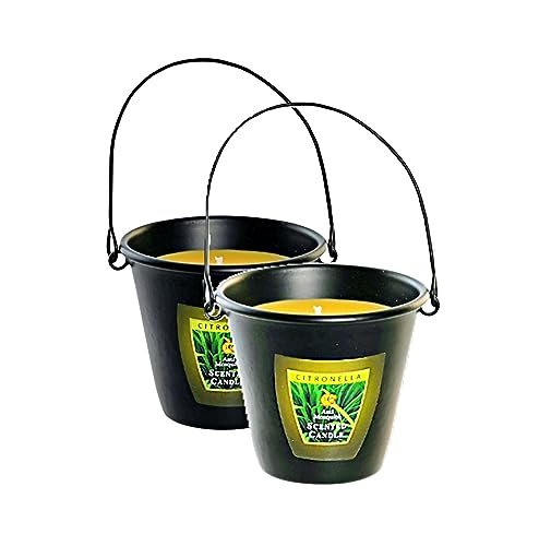 Velas De Citronela Antimosquitos Para Interior Exterior En Pack De 2 Unidades De 140 gr Cada Una En Recipiente De Metal Negro Repelen A Los Mosquitos