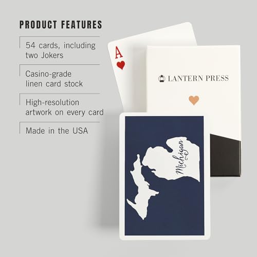 52 Cartas de Poker Michigan White on Navy miniatura 3