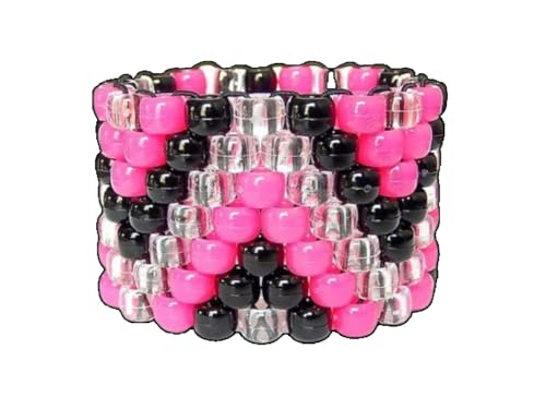 Grunge Fashion, Kandi Cuff with Colorful Beads, Stripes, Festival Clubwear, Dopamine Accessories Rave Party Lovers4