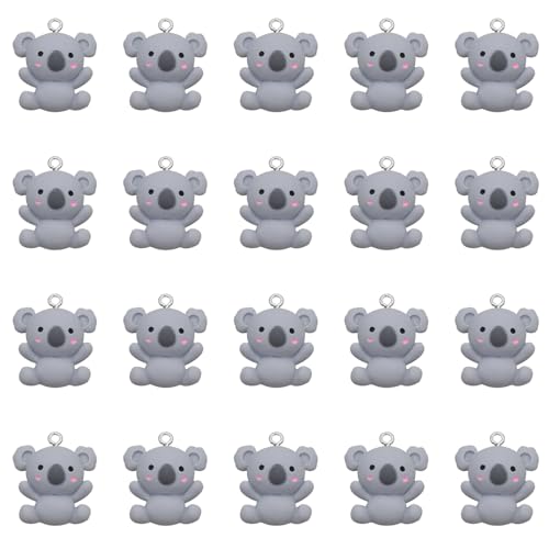 HDGSAFD 20 Coles De Koala, Decoración Cole De Dibujos Animados Lindo, Decoración Cole De Animales De Resina, Cole De Joyería DIY