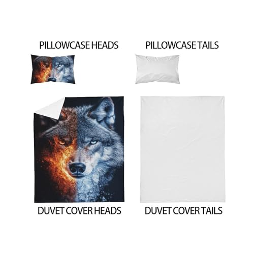 Housse de couette loup en microfibre 135x200 cm avec fermeture éclair pour lit simple - 5