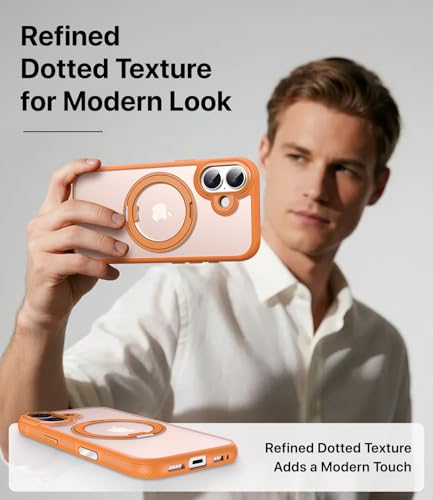 Image of for iPhone 17 Case, Compatible with MagSafe, Slim Shockproof Military-Grade Rugged Protective Case with Stand, Camera Control, Comfort Grip (D-Orange, iPhone 17)