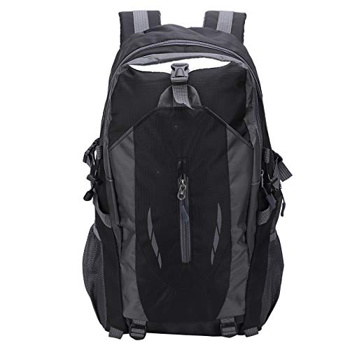 Natudeco 40L Hiking Backpack Nylon Double Shoulder Bag Multiple Pockets Climbing Backpack Waterproof Wearable Travel Backpack for Climbing Camping Hiking Fishing(Black)
