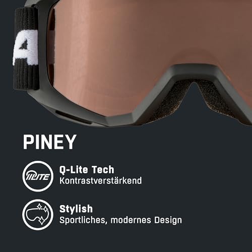 Foto von ALPINA PINEY - Beschlagfreie, Extrem Robuste & Bruchsichere Skibrille Mit 100% UV-Schutz Für Kinder, black, One Size