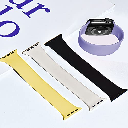 4 Pack Proworthy Stretchy Solo Loop Bands Strap Compatible For Apple Watch Band 38Mm 40Mm 41Mm, Women Men Elastic Silicone Sports Band Replacement Wristband For Iwatch Series Ultra/Se/8/7/6/5/4/3/2/1 [M, Starlight,English Lavender,Ginger,Black] #TOP1