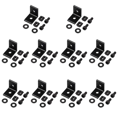EYPINS 2020 Aluminum Corner Braces Brackets Plates, 10pcs 90 Degree Right Angle Brackets for DIY, Strut Profiles, Connection Technology and Accessories