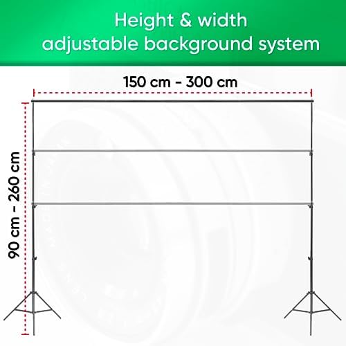PIXETOOL - Zielony ekran ze stojakiem (3 m x 3 m) tło fotograficzne studio fotograficzne zielony ekran fotografia tła łącznie ze stojakiem (2,6 x 3 m) i 4 zaciskami
