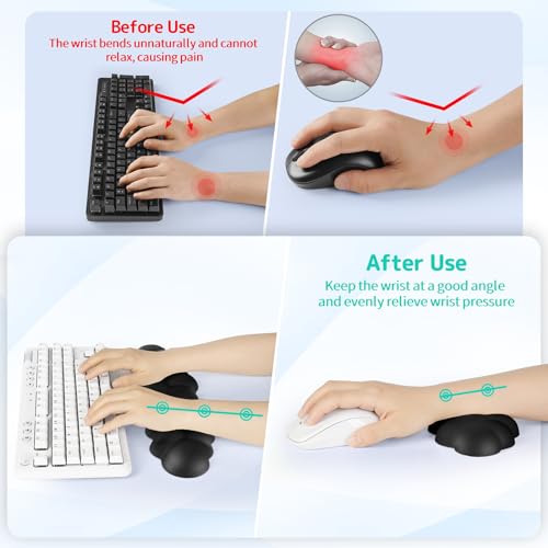 Image of Sushret Cloud Wrist Rest Keyboard, Ergonomic Air-Circulating Cloud Design, Playful, Whimsical Style, Black Vegan Leather