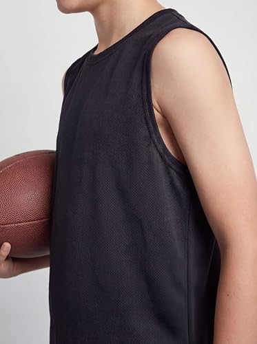 Image of Real Essentials 5 Pack: Boys Mesh Active Tank Tops Athletic Workout Sleeveless Muscle Basketball Sports Dry Fit Teen
