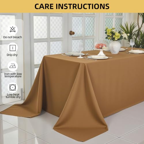 Image of 2-Pack 90x132 inch Coffee Table Cloths, Solid Stain and Wrinkle Resistant Oblong Tablecloth, Premium Plain Weave Polyester Fabric Rectangle Table Linen Covers for Hotel, Wedding