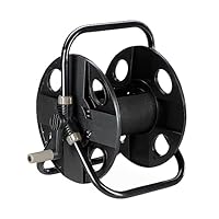 Relaxdays Schlauchtrommel, für 30 m 1/2 Schlauch, Stahl, Kunststoff, Schlauchhalter, HBT: 38 x 42 x 31 cm, schwarz-grau