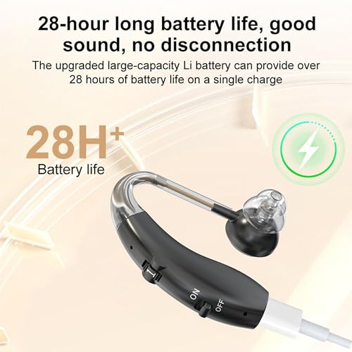 Image of Fastwell F25 Rechargeable Hearing Aid for Adults & Seniors, Behind-the-Ear Design, 30 Min Quick Charge, Noise Reduction, Single Ear With 6-Month Warranty (Black)