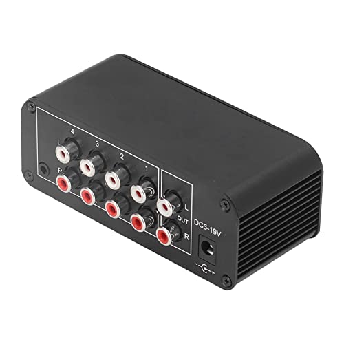 Julihai Mezclador de Sonido Estéreo Mini Mezclador de Línea de 4 Canales con Controles de Volumen Separados para Auriculares, Ruido Ultrabajo para Parlantes e Instrumentos, Material de Aleación de