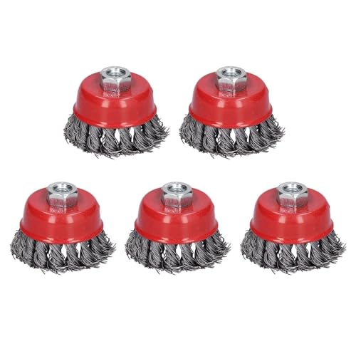 Image of 5PCS Steel Wire Wheels, Wire Cup Brush Twist Knot, M10 Screw Mounting Polishing Tool for Angle Grinder Rust Paint Removal
