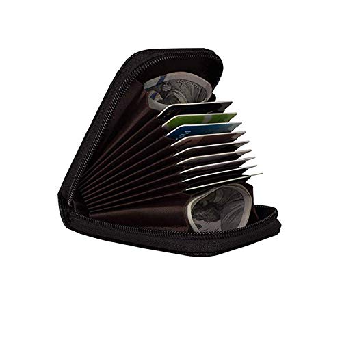 Preisvergleich Produktbild Kreditkartenetui echtem Leder Visitenkartenetui mit RFID Schutz Scheckkarten Kartenetui Visitenkartenetui für Herren und Damen, Schwarz (Braun)
