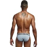 JOCKMAIL Men Bikini Gay Underwear Men Underwear Briefs Cotton Men Panties (L, Gray)