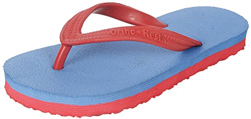 Image of Ortho + Rest Unisex Blue and Red Flip-Flops - 7 UK /India (Men 40 EU)(Women 39 EU)(R999bluered 7)