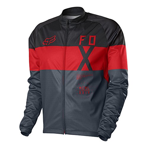 Fox Head Men's Livewire Shield Windblock Long Sleeve Jersey, Charcoal, Large