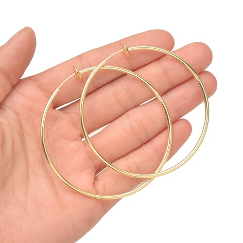 4 pares de aretes de aro clip on para mujer 40mm miniatura 4