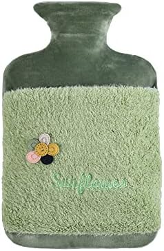 Comdourt Hot Water Bottle，with Lid Rubber Knitted，Hot Water Bag for Pain Relief Hot Compress，hot water bottles for pain relief，menstrual cramp relief，2L Hot Water Bag for Hot and Cold Compress (green)