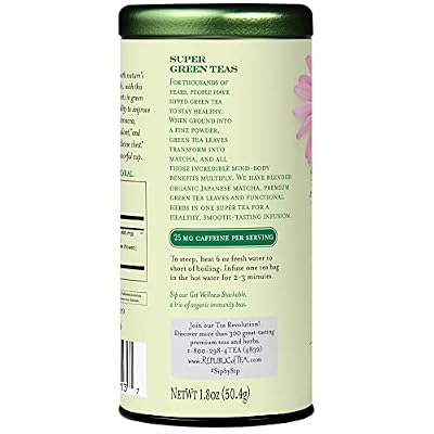 The Republic of Tea Organic Immunity SuperGreen Green Tea, 36 Tea Bags, Wellness Support, Gluten Free