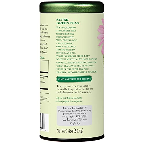 The Republic of Tea – Organic Immunity SuperGreen Green Tea, 36 Tea Bags, Wellness Support, Gluten Free