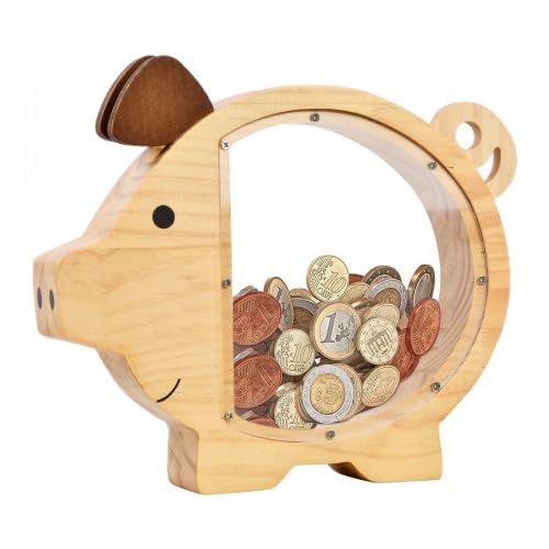 子供のためのマネーボックス - 現金のためのパーソナライズされた木製のお金の貯蓄| ステッカーでキャッシュセービングのために安全なお金の本棚ハネムーン旅行、子供のための木製のピギーバンク、瓶、飾り、パーソナライズされたマネーバンクポット子供のための男の子の女の子の子供大人